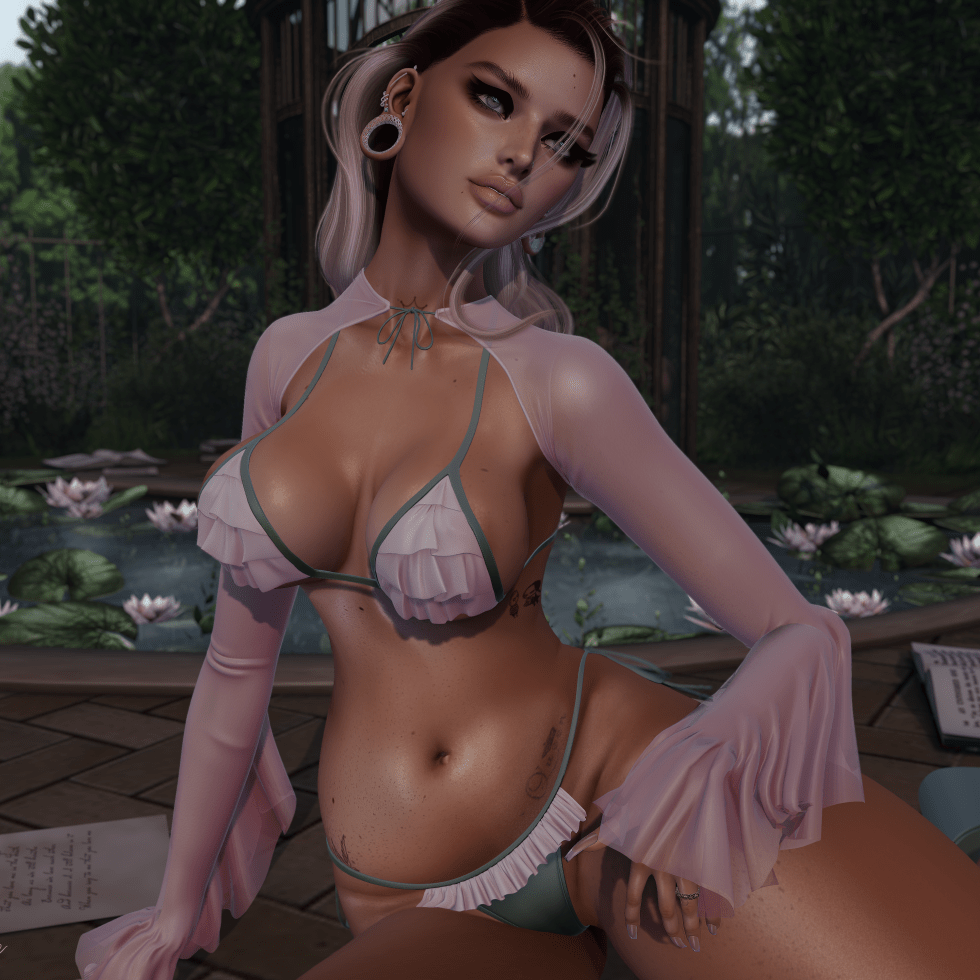 image of blond woman avatar in pink bikini
