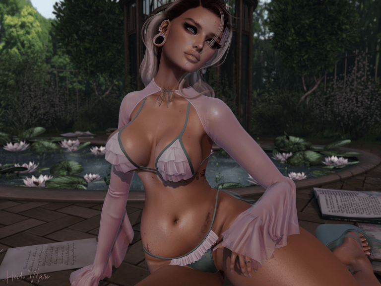 image of blond woman avatar in pink bikini